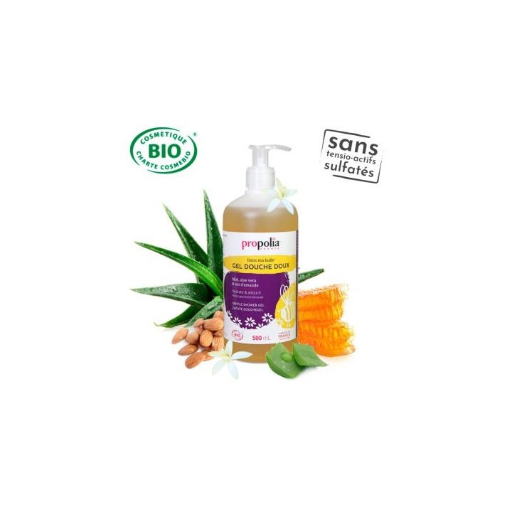 Soft organic honey, aloe vera and almond milk shower gel for the whole family