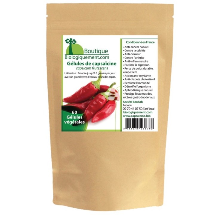 Capsaïcine, composant actif du piment, en gélule pour une prise facile