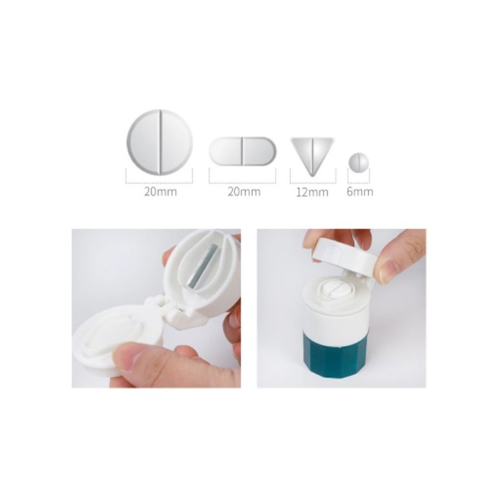 4-in-1-Pillenspender: Aufbewahren, Schneiden, Pulver, Wasserbehälter