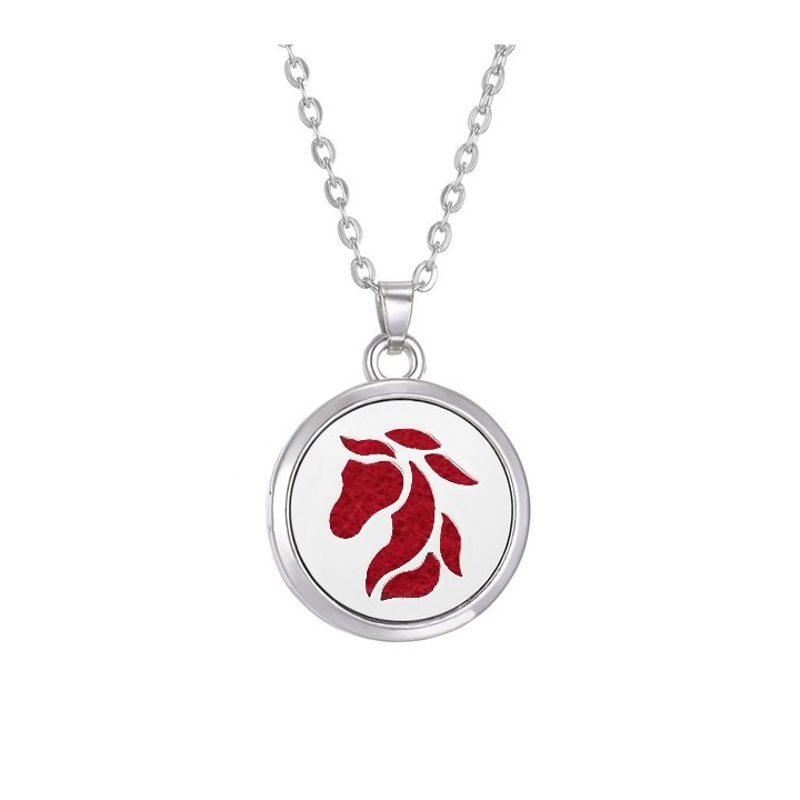 Collier d'aromathérapie : médaillon et tampon pour huiles essentielles