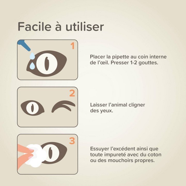 Lotion naturelle pour le nettoyage des yeux des animaux