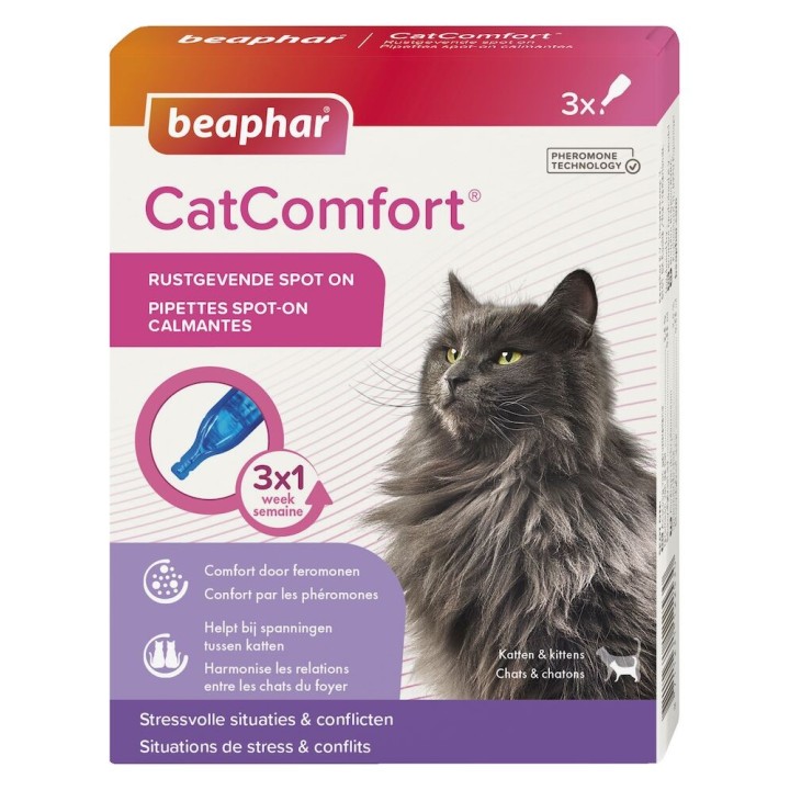 Calming pheromone droppers to reduce cat stress