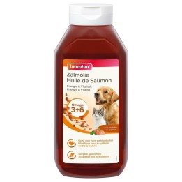 Huile de saumon riche en acides omega 3 et 6 pour chats et chiens