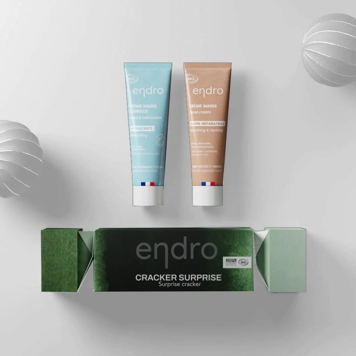 Cracker surprise avec 2 crèmes mains : hydratante et réparatrice