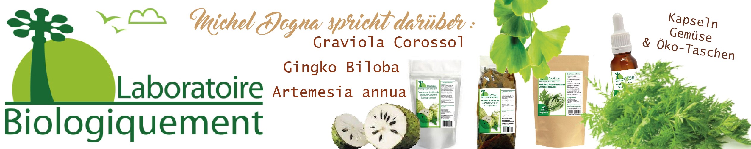 Michel Dogna empfiehlt Artmesia annua, Graviola corrosol und Gingko biloba! Bestellen Sie direkt in Frankreich ohne zusätzliche Kosten für Europa.