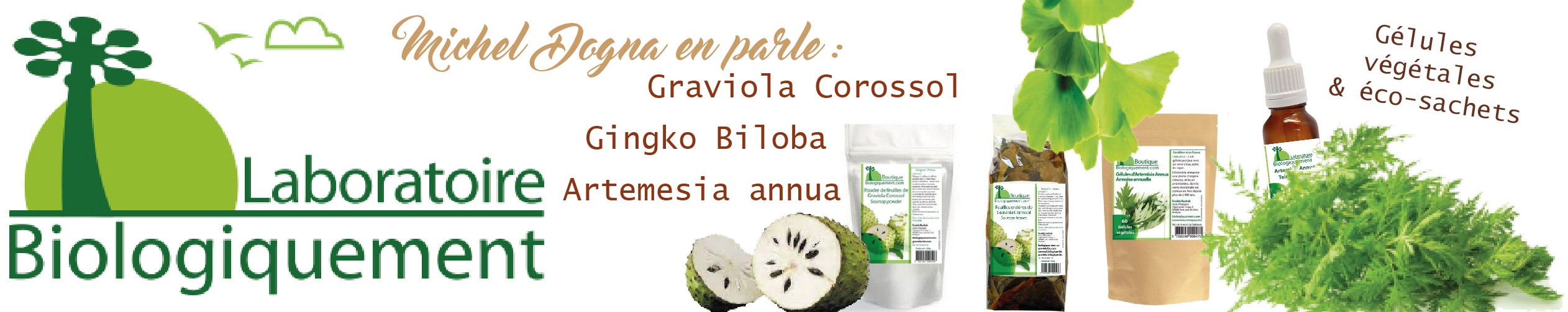 Michel Dogna recommande Graviola corrosol, Gingko biloba ... Commandez directement en France sans frais supplémentaire pour l'Europe. 